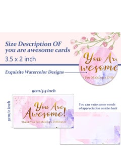 KASTWAVE Thank You Cards, You'Re Awesome Colorful Thank You Note Cards Recognition Postcards Children'S Reward Incentive Small Cards Suitable for Volunteers Nurses Doctors Teachers Students Etc. (200 Cards)  - Image 4