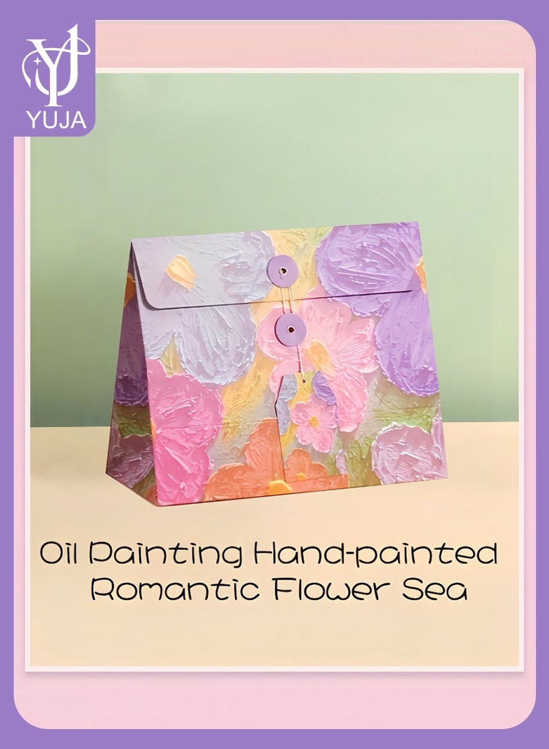 YUJA Oil Painting Style Gift Bag, Birthday Gift Box, Envelope Packaging Bag, Creative Paper Gift Bag, Holiday Gift Box, Gift Bag（24*20*11cm） - Image 1
