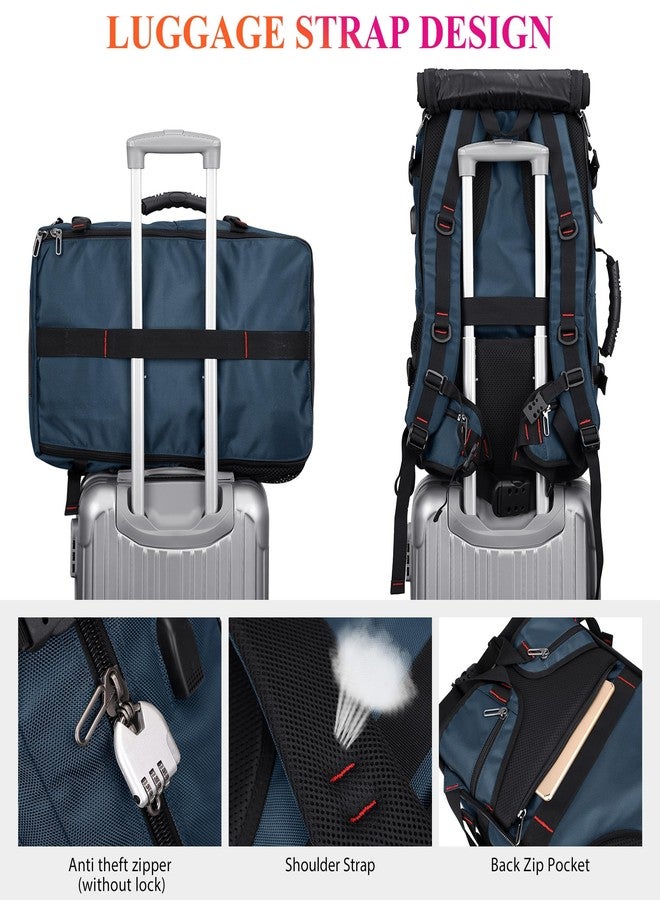 WITZMAN Carry on Travel Backpack for Men Airline Approved Convertible Nylon Duffle Backpack Luggage Bag, Blue, Travel Backpacks - Image 5