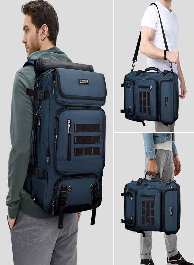 WITZMAN Carry on Travel Backpack for Men Airline Approved Convertible Nylon Duffle Backpack Luggage Bag, Blue, Travel Backpacks - Image 2