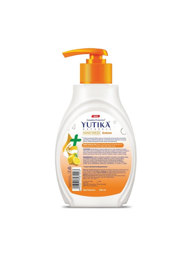 Yuthika Hand Wash | Liquid Hand Wash With 100% Natural Lemon Extract | Ph-Balanced Formula For Germ Protection | 500Ml (Pack Of 1) - Image 3