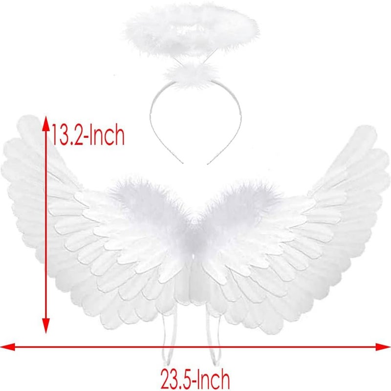 Antspirit Angel Costume Wings and Halo White Angel Costume for Girls Kids Women Adult Halloween - Image 4