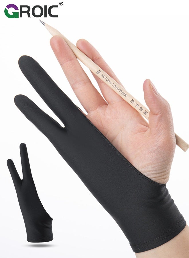 GROIC Drawing Glove 2-Fingers Artist Glove for Drawing Tablet Digital Art Glove for Right Handed and Left Handed Free Size Drawing Tablet Glove - Image 1