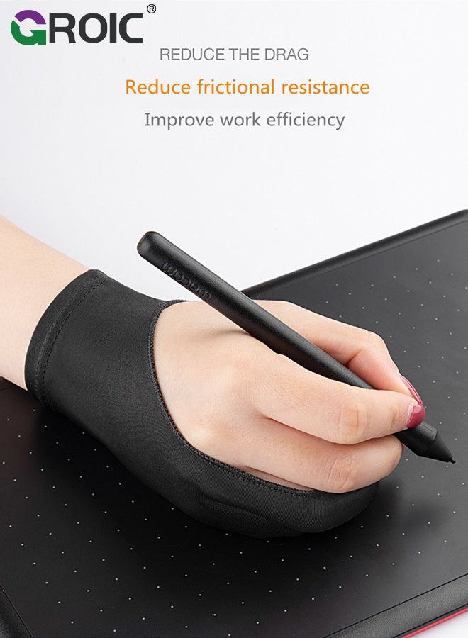 GROIC Drawing Glove 2-Fingers Artist Glove for Drawing Tablet Digital Art Glove for Right Handed and Left Handed Free Size Drawing Tablet Glove - Image 4
