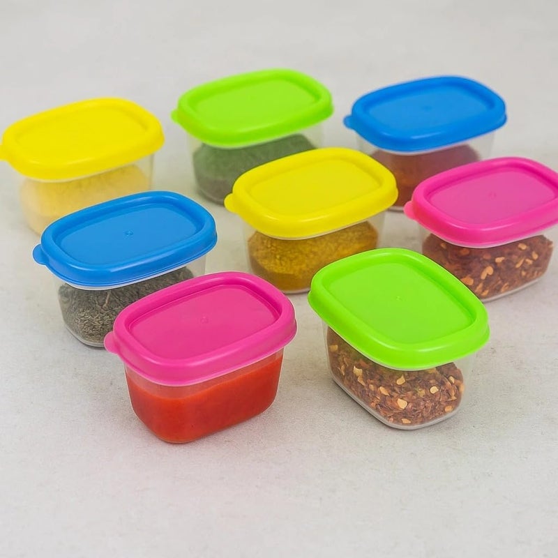 Genaric Mini Food Containers with Lid Sauce Pots Stackable Snack Boxes Mini Storage Boxes Sauce Dip Cups Sauce Containers Travel Condiment (Rectangle 65ml - 10 Pieces)