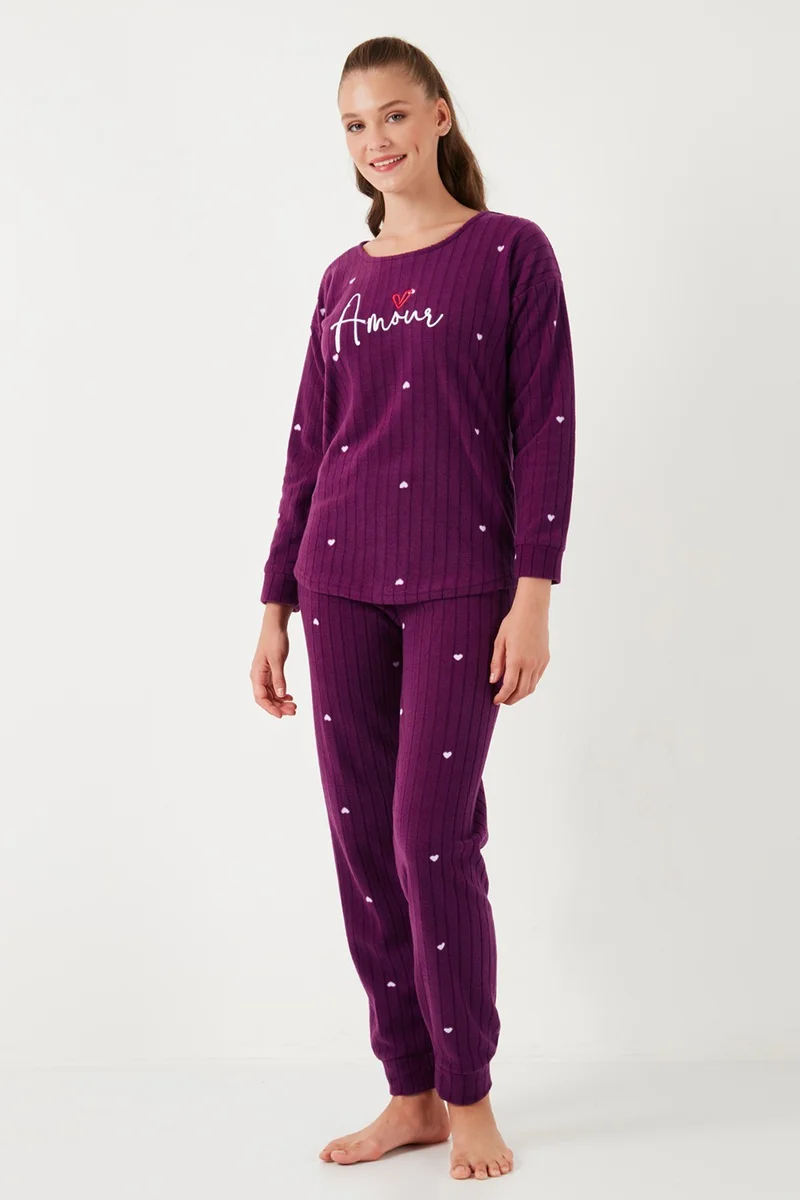 ليلا Standard Fit Crew Neck Pajama Set Women's Pajama Set 6093735