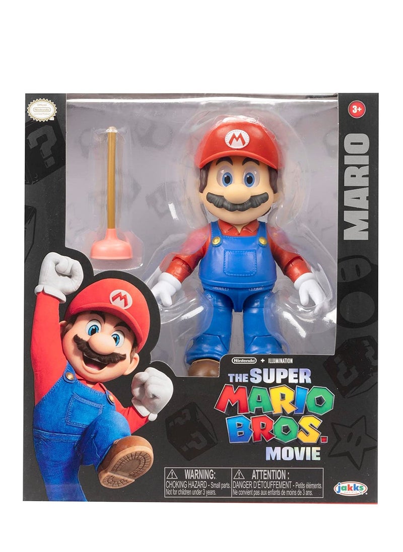 Jakks The Super Mario Bros. Movie - Mario 5"Figure with Plunger Accessory  - Image 1