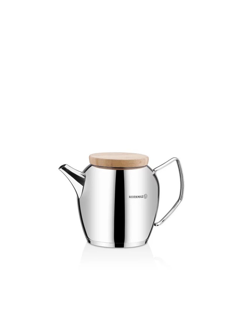 Korkmaz Korkmaz Montana Steel Teapot with Wooden Lid - Image 1