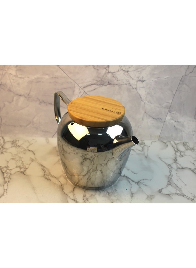 Korkmaz Korkmaz Montana Steel Teapot with Wooden Lid - Image 3