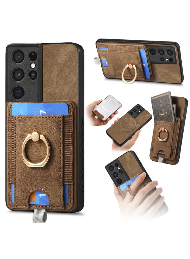 اس-توب جراب هاتف جلدي لهاتف Samsung Galaxy S24 Ultra 5G بتصميم كلاسيكي مع حقيبة بطاقات مغناطيسية قابلة للفصل - Image 1