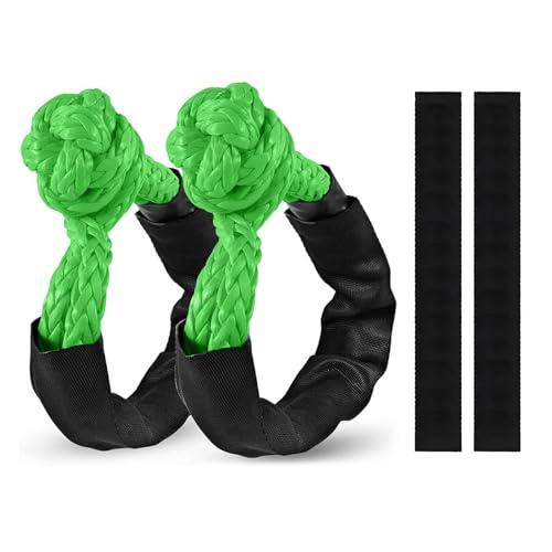 ZAMLIE 2 Pack Green Soft Shackle 57,000 LBS Breaking Strength 1/2 inch X 22 inch with Protective Sleeve for Off-Road Sailing Trucks 4x4 UTV Synthetic Road Recovery Rope Soft Shackle for Recovery - Image 5