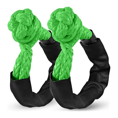 ZAMLIE 2 Pack Green Soft Shackle 57,000 LBS Breaking Strength 1/2 inch X 22 inch with Protective Sleeve for Off-Road Sailing Trucks 4x4 UTV Synthetic Road Recovery Rope Soft Shackle for Recovery - Image 1