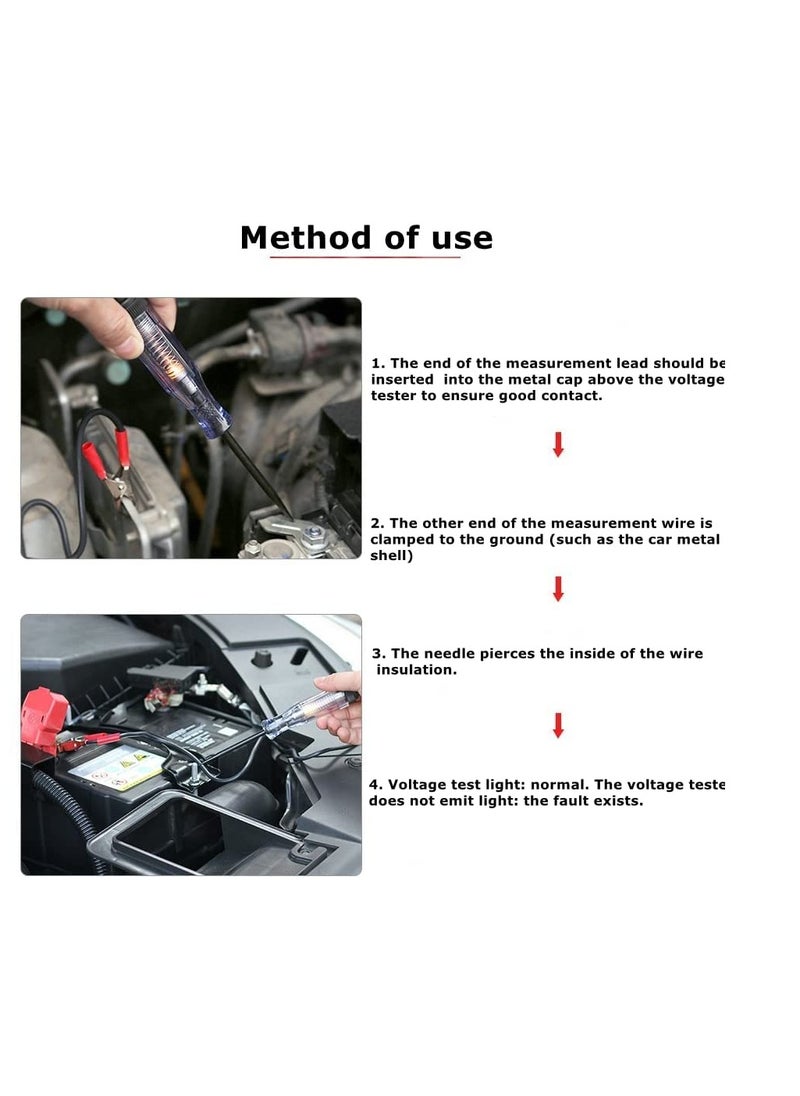 SUNSAR 2 Pcs 6-12-24V DC Car Circuit Tester Light, Automotive Electrical Volt Test Light/Long Probe for Wire/Fuse/Socket and More  - Image 4