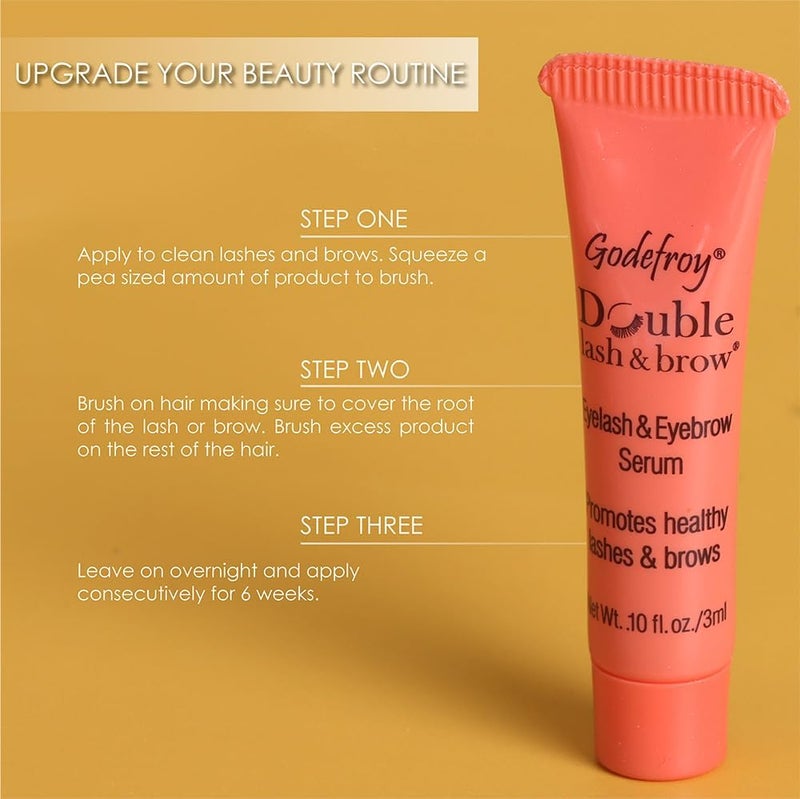 Godefroy Double Lash & Brow Eyelash and Eyebrow Growth Serum with Applicator Brush - 3ml - Image 2
