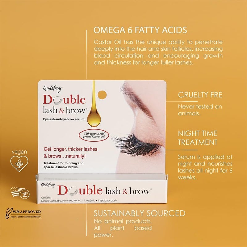 Godefroy Double Lash & Brow Eyelash and Eyebrow Growth Serum with Applicator Brush - 3ml - Image 4
