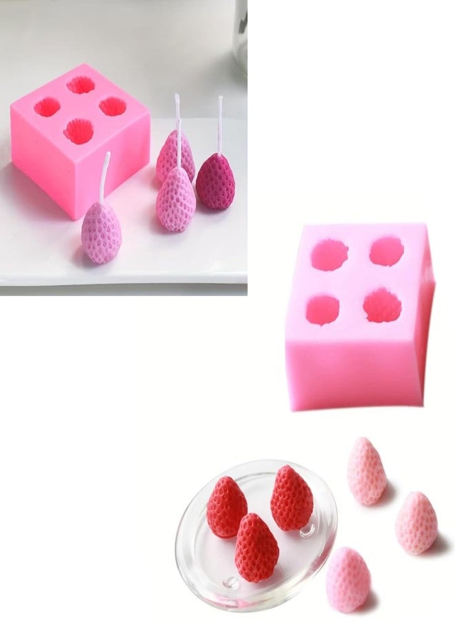 Skytail 2pc Strawberry Silicone Molds Fruit Candle Moulds for Candle Making Cake Fondant Decorating Chocolate Candy Food melts Dessert Pastry wax melts Polymer Clay Resin Soap Crafting Projects Clay Molds - Image 1