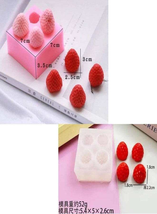 Skytail 2pc Strawberry Silicone Molds Fruit Candle Moulds for Candle Making Cake Fondant Decorating Chocolate Candy Food melts Dessert Pastry wax melts Polymer Clay Resin Soap Crafting Projects Clay Molds - Image 2