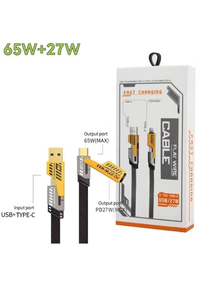 Hock Hook 4-in-1 Fast Charging Cable, 1m Multi-Function Fabric, 65W/27W - Image 1