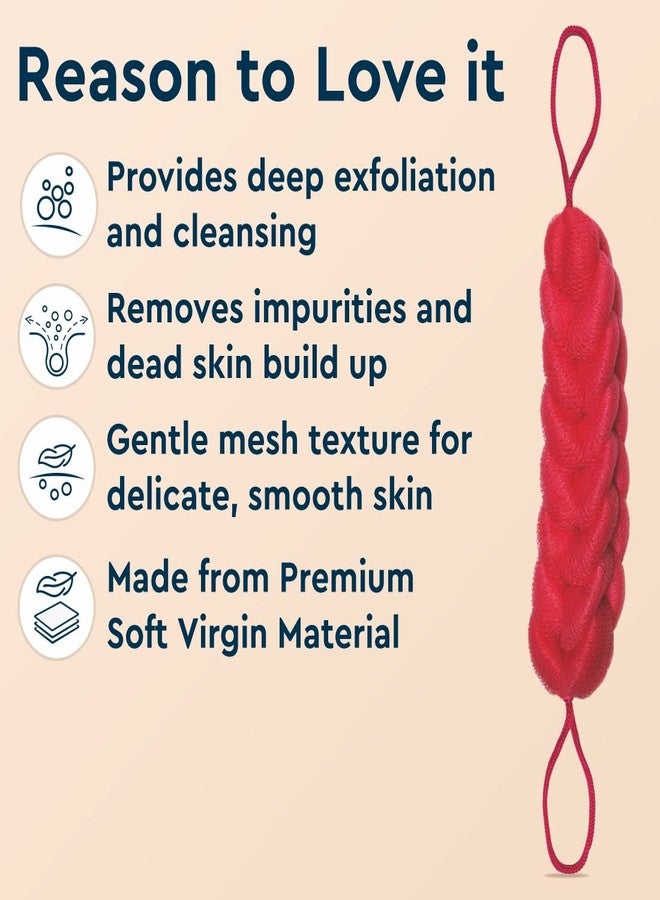 GUBB Back Scrubber For Bathing Exfoliating bath sponge shower pouf loofah back scrubber mesh strap skin washer with rope handles (Pack of 3) - Image 4