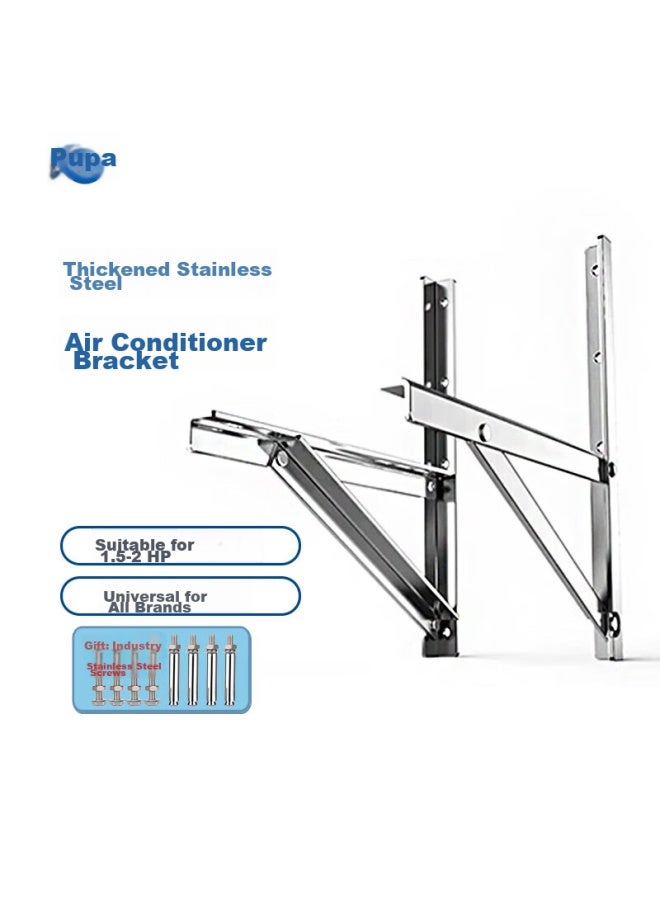 PURPAVWINNER Purpai Thickened Stainless Steel Air Conditioner Bracket, External Mounting, Suitable For Hualing, Tcl, Meidi, Xiaomi, Hisense, Gree, Aux, Kelon, Tongshuai, Large 1.5 Hp - 2p Air Conditioner Outdoor Unit Hanging Bracket - Image 1