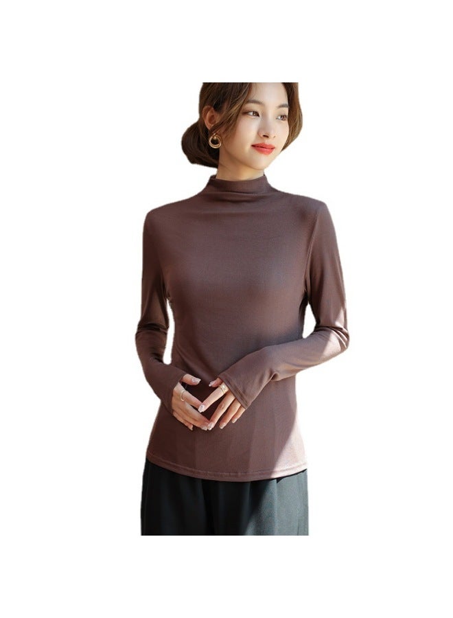 Half-turtleneck Modal Bottoming Shirt Women's Autumn New Arrival Black Stylike Inner Long-sleeved T-shirt Top Slim-fit All-match - Image 5