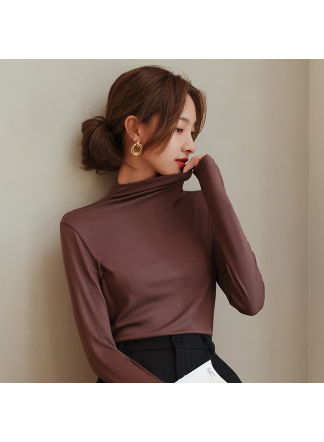Half-turtleneck Modal Bottoming Shirt Women's Autumn New Arrival Black Stylike Inner Long-sleeved T-shirt Top Slim-fit All-match - Image 1