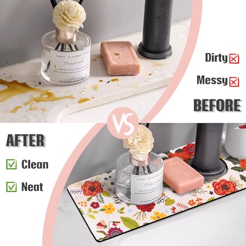 aquoechd Sink Faucet Absorbing Mat, 2 Pack Drying Mat Around Faucet Sink Splash Guard Behind Faucet Sinkmat For Kitchen Bathroom Island Rv 24 * 5.5 Inch (60 * 14 cm) - Image 3