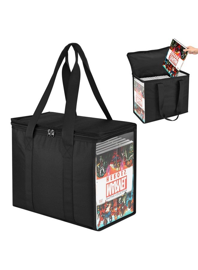 هوماكوفر حقيبة تخزين الكتب الهزلية 600D حافظة كتب هزلية قابلة للطي لـ 160180 حامل صندوق الكتب الهزلية مع مقابض حمل ونافذة شفافة حامل حاوية الكتب الهزلية 15.35 بوصة × 7.5 بوصة × 12.2 بوصة (أسود) - Image 1