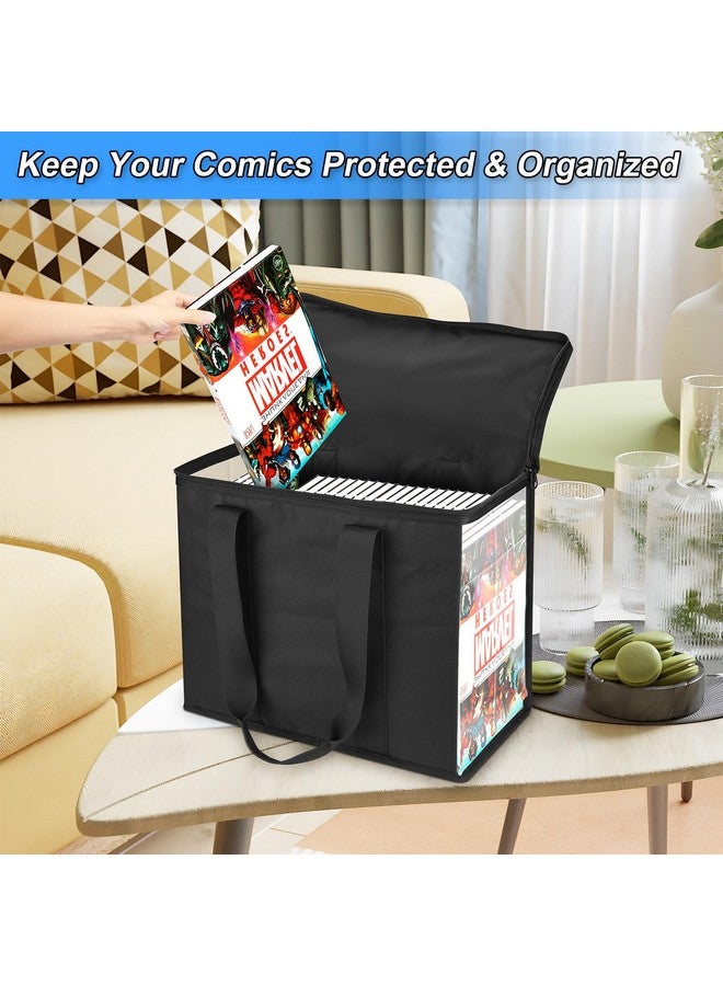 هوماكوفر حقيبة تخزين الكتب الهزلية 600D حافظة كتب هزلية قابلة للطي لـ 160180 حامل صندوق الكتب الهزلية مع مقابض حمل ونافذة شفافة حامل حاوية الكتب الهزلية 15.35 بوصة × 7.5 بوصة × 12.2 بوصة (أسود) - Image 4