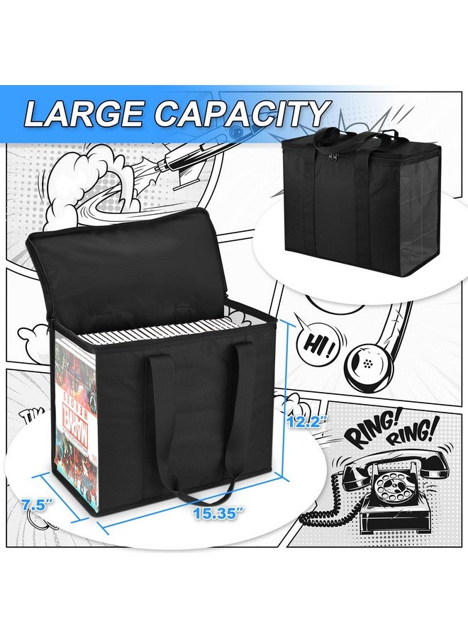 هوماكوفر حقيبة تخزين الكتب الهزلية 600D حافظة كتب هزلية قابلة للطي لـ 160180 حامل صندوق الكتب الهزلية مع مقابض حمل ونافذة شفافة حامل حاوية الكتب الهزلية 15.35 بوصة × 7.5 بوصة × 12.2 بوصة (أسود) - Image 2