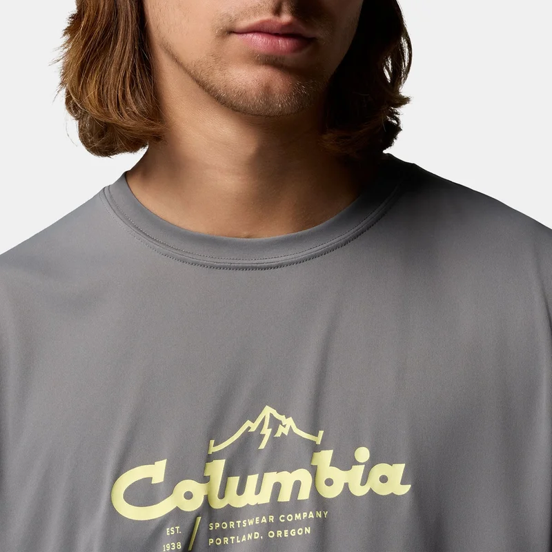 Columbia Grey Men's Zero Rules Light Technical Hiking T-Shirt for Men | Best Price UAE