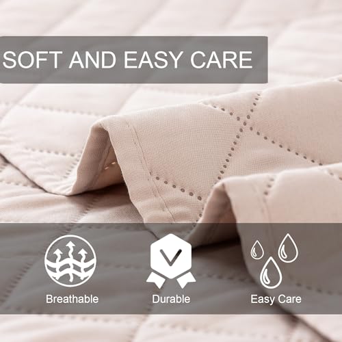Feyocn 5-Piece Daybed Cover Set Beige Twin Cozy Daybed Bedding Sets for All Season Lightweight Daybed Comforter Bedspread, Geometric Print Day Bed Cover for Twin Bed with 4 Pillow Shams,39"x75" - Image 4