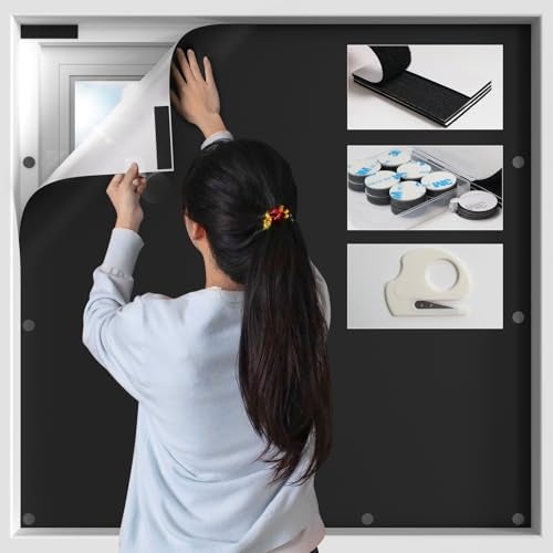 BKSAI 100% Blackout Window Cover, Portable Magnetic Black Out Curtains for Window, Black Out Shades No Drill Cuttable Blackout Blinds for Bedroom, RV, Nursery, Media Room, 158x57 inch - Image 1