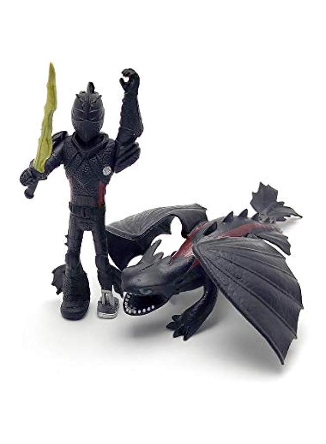 Dragons & Vikings Action Figures | Light Fury, Night Fury, Deathgripper, Monstrous Nightmare, Deadly Nadder, Hiccup, Astrid Hofferson, Snotlout Jorgenson | Set of 8 Pcs  - Image 3