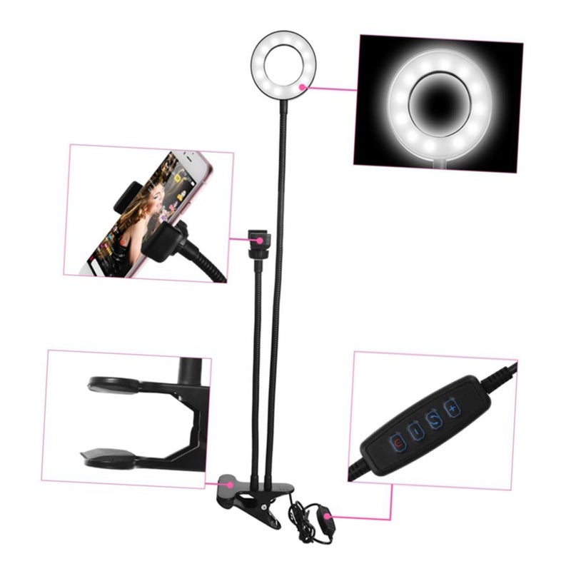 Veemoon Adjustable Phone Holder with Dimmable Ring Light for Live Stream Photography Video Lighting - Image 5