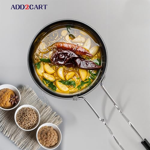 Add2Cart Pre-Seasoned Tadka Pan, Compatible with Gas | Toxin-Free, Chemical Coating-Free, 100% Pure (Black Stainless Steel, 500ML) - Image 2