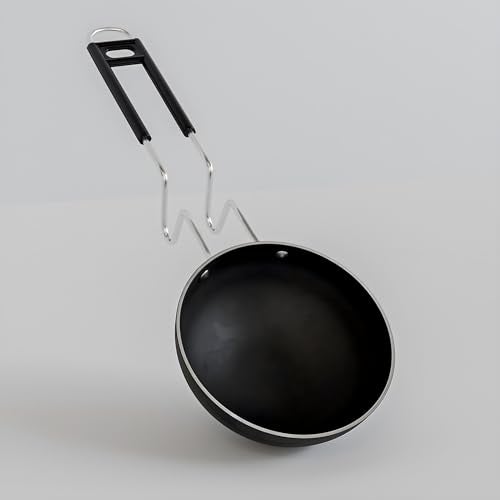Add2Cart Pre-Seasoned Tadka Pan, Compatible with Gas | Toxin-Free, Chemical Coating-Free, 100% Pure (Black Stainless Steel, 500ML) - Image 1