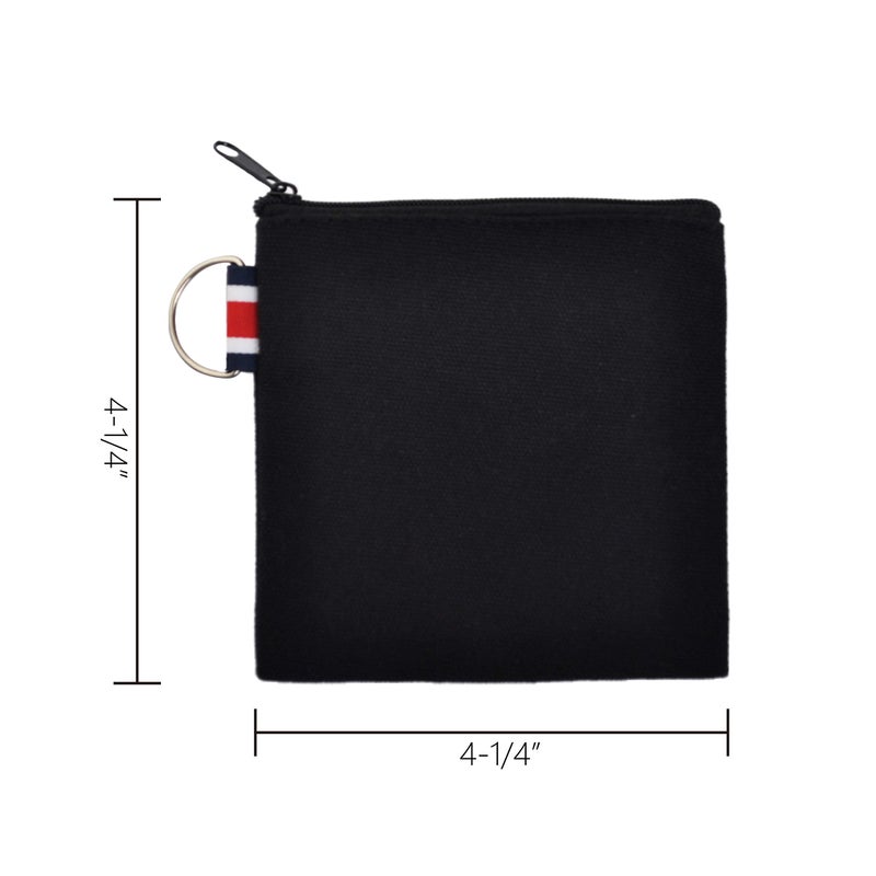 Muka 12 Pack Coin Purse with Carabiner Cotton Canvas Pouch 4-1/4 x 4-1/4 Inches-Black - Image 2