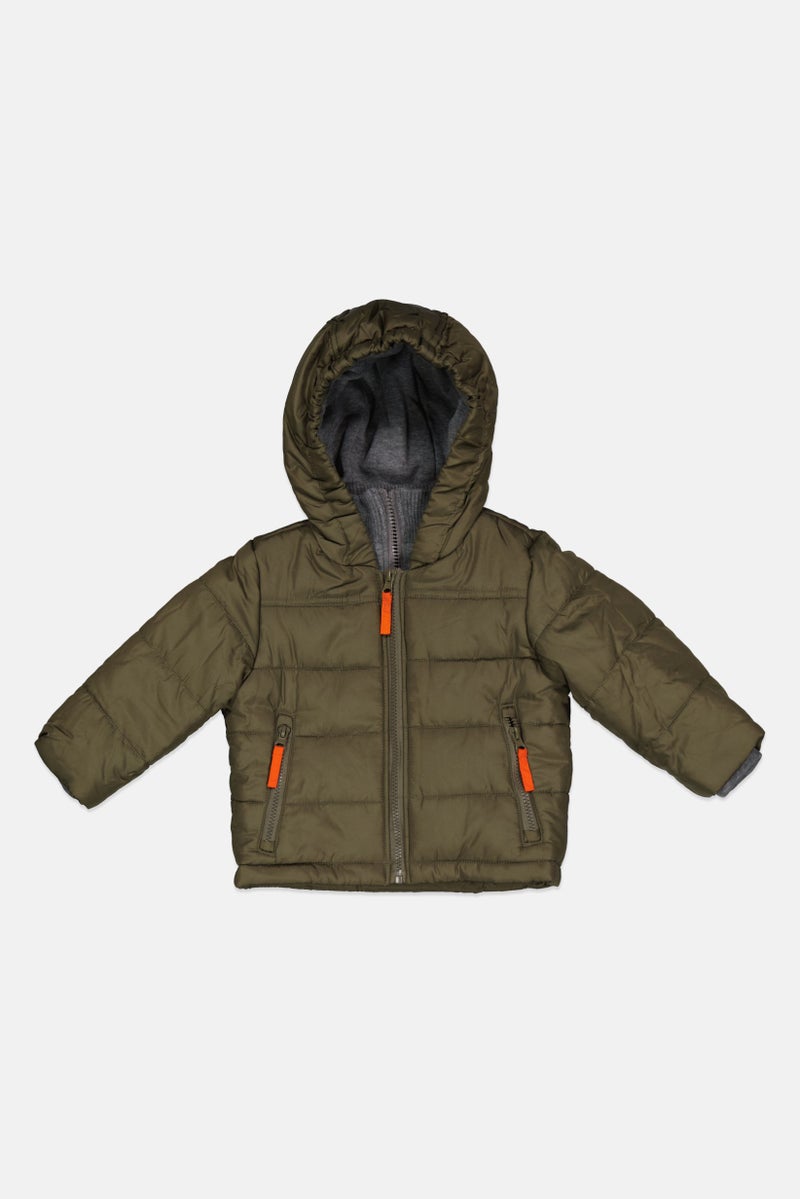 Rothschild Toddlers Boy Solid Puffer Jackets, Olive - Image 1