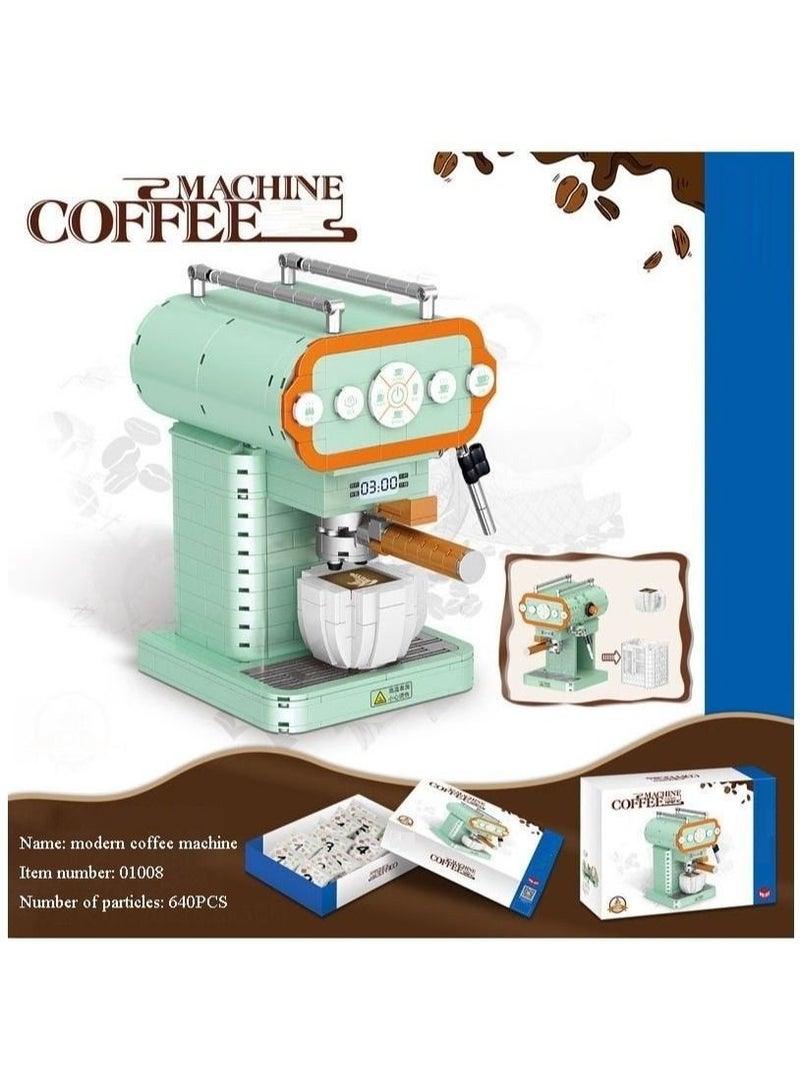 Coffee Machine Building Block Set (640 Pcs) - New Home Appliance Series, Macaron Color Style, for Cafes, Modern Restaurants, Family, etc.  - Image 2