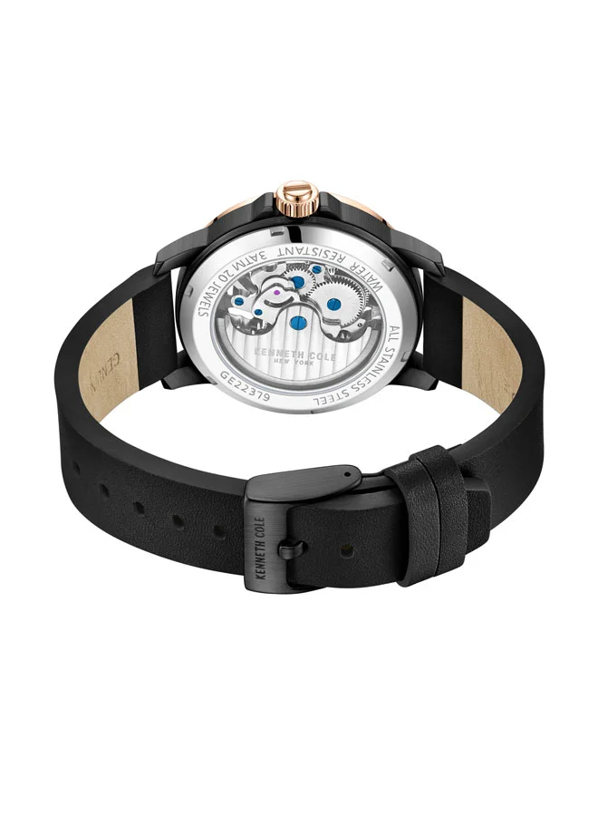 Kenneth Cole New York 44mm Automatic Men's Watch with Black Silicone Strap