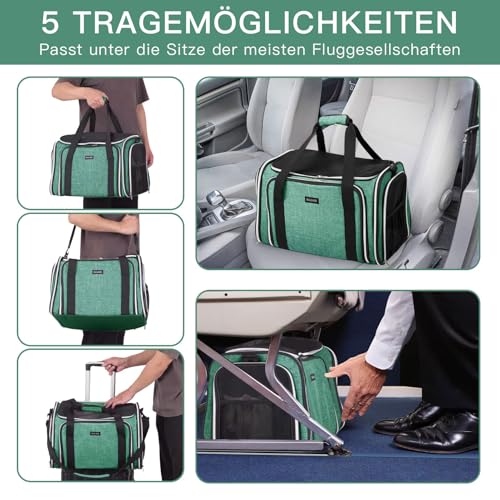 BAGLHER Expandable Cat Carrier with Travel Litter Box, Pet Travel 5 Sides Open Doors 3 Sides, Leak-Proof and Collapsible, for Car, Airplane Trip, Green - Image 5