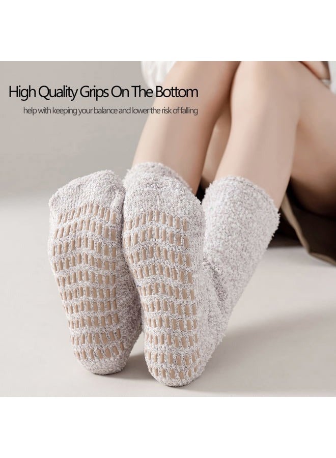 Jormatt 3 Pairs Ultra Thick Fuzzy Grip Socks Non Skid Slipper Hospital Socks Unisex, 3 Pairs,assorted 2, Shoe Size: men 4-7/women 4.5-8.5 - Image 3