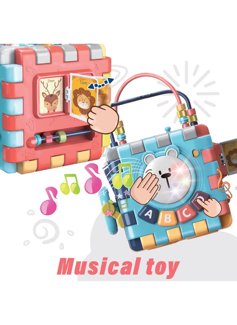 Kidwala puzzle activity baby rainbow cube playset, letters A B C D keys learning toy musical polyhedron shape for 18+ month gear rotation multifunction shapes teachable playset for toddlers - Image 2