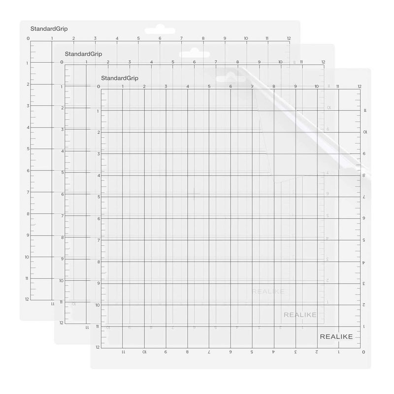 REALIKE Cutting Mat for Silhouettes Cameo12X12 inch Adhesive Sticky in 3Pack Flexible Replacement Vinyl Cutting mat for Craft Sewing
