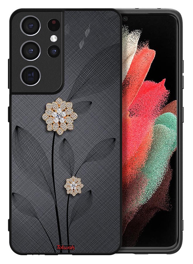 Tolwak Samsung Galaxy S21 Ultra 5G Protective Case Cover Diamond Flowers Art - Image 2