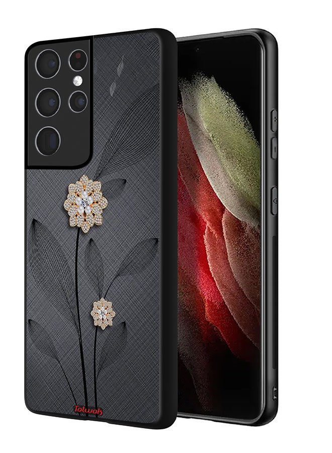Tolwak Samsung Galaxy S21 Ultra 5G Protective Case Cover Diamond Flowers Art - Image 1