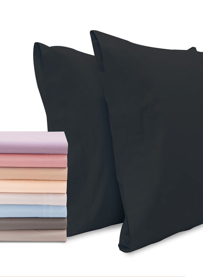 Superity Linen Pillow Cases King Size - Open Enclosure - 2 Pack - 100% Soft and Comfortable Premium Cotton - Black - Image 2