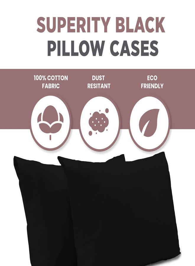 Superity Linen Pillow Cases King Size - Open Enclosure - 2 Pack - 100% Soft and Comfortable Premium Cotton - Black - Image 5