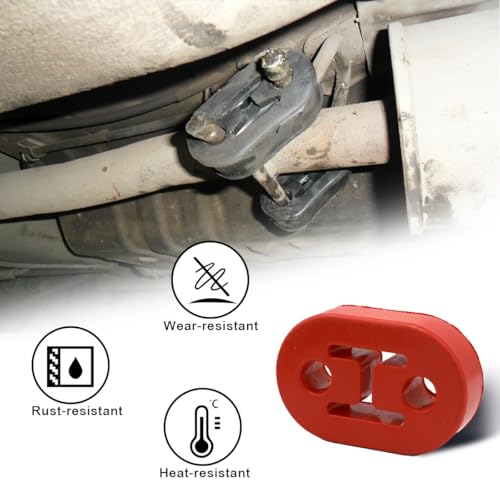 Couslcd Car Exhaust Hanger 4PCS Rubber Insulator Bushing Mount 2 Holes 047 Inch 12mm HighDensity Tailpipe Damping HangerAuto Muffler Shock Absorbent Bracket MountUniversal Fit Red - Image 3